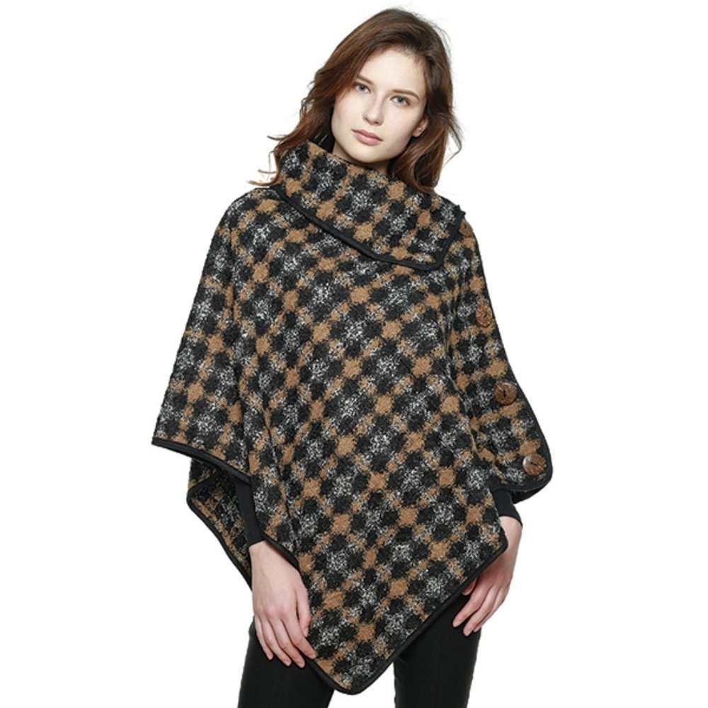 Fadivo Ruana Houndstooth Wrap Poncho - New With Tag
